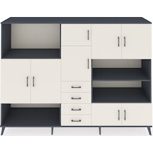 Hyperion Dolap 9 Raflı 4 Çekmeceli 8 Kapaklı 220x44x163 Antrasit- Antrasit-aytaşı