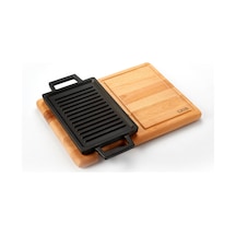 Lava Döküm Dikdörtgen Hot Plate Ahşap Altlıklı Ölçü 22x15CM.