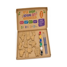 Ahşap Boyama Hayvanlar 10 Lu 1 Paket 10x15cm Set3 Ahşap Boyama 6 Renk Boya Resim Fırçası Etkinlik Çocuk Gelişim Motor
