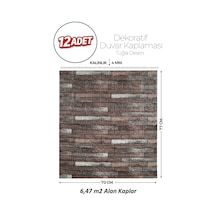 Brano 70x77 Cm Kendinden Yapışkanlı Kabartmalı, Koyu Kahve Kiremit Desenli Duvar Kaplama Z163-12