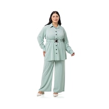Disentis Büyük Beden Beli Kemerli Gömlek Pantolon Mint Yeşili İkili Takım-mint Mint Yeşili
