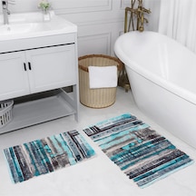 Rovigo Home Baskılı Kaymaz Taban 2 Li Banyo Paspas Takım Rvg5187-100X60-60X50 Çok Renkli