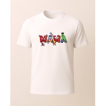 Mama Baskılı Anneler İçin T-shirt Beyaz