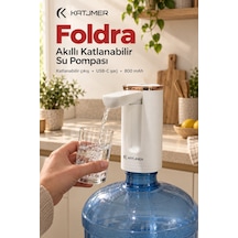 Kj/fd-001 Foldra Şarjlı Damacana Su Pompası, Katlanabilir, Tek Tuş, Usb Şarjlı, 1,4 L/dk - Beyaz