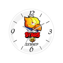 Kişiye Özel Brawl Stars Logolu Crow Çap 30cm Sessiz Akar Bombeli Gerçek Cam Duvar Saati Çok Renkli
