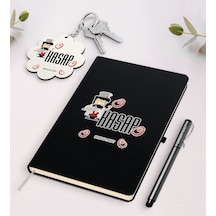 Kişiye Özel Kasap Siyah Defter Kalem Ve Anahtarlık Seti