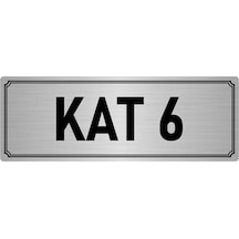 Metal Yönlendirme Levhası, Departman Kapı İsimliği Kat 6 10x20 cm Gümüş Renk