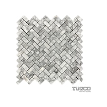 Herringbone Gümüş Honlu Mermer Mozaik
