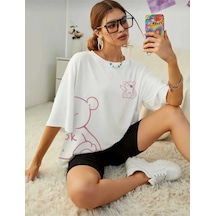 Kozia Outdoors Malkoçbey Korsan Ayı Baskılı Oversize Unisex Basic T-sihirt Beyaz