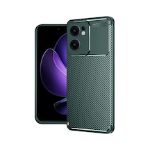 Oppo Reno 13f Uyumlu Kılıf Auto Focus Karbon Kapak - Koyu Yeşil