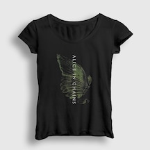Presmono Kadın Wings Alice In Chains T-shirt Siyah