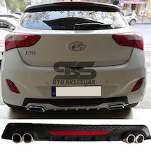 Hyundai İ30 Difüzör Arka Tampon Eki 4 Egzoz Çıkışlı Siyah Reflektörlü