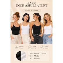 Loule Kadın 4'lü İnce Askılı Atlet 2 Si Yah-2 Beyaz Modal Pamuk Çok Renkli