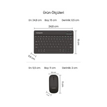 Sprange Tablet Ve Telefonlar İçin Bluetooth - Wireless Klavye Ve Mouse Set - Siyah Optik