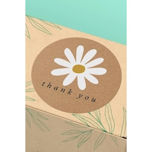 Kraft Papatyalı Thank You Kargo Paketleme Sticker 3x3cm St2108 Çok Renkli