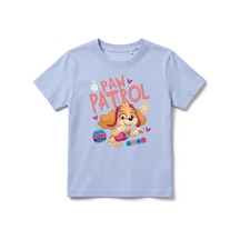 Urbantrendstore Paw Patrol Özel Tasarım Unisex Kız Çocuk Erkek Çocuk Bisiklet Yuvarlak Yaka Basic Kısa Kollu %100 Pamuk Tişört Mavi