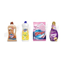 Bingo Ahşap Temizleyici 1lt + Sıvı Bulaşık Deterjanı 1500 Ml + Tüm Renkler Toz Det. 8 Kg + Soft Yumuşatıcı 1440 Ml 4'lü Set Diğer