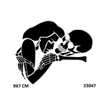 Airbrush Tattoo Aşık Kuru Kafa Yapışkanlı Stencil Süsleme Ve Boyama Kalıbı