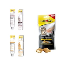 Gimcat Multi-Vitamin Paste 20 G + Gimcat Malt-Soft Extra 20 G + Gimcat Nutri Pockets Peynirli Kedi Ödülü 60 G