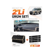 E-biz Land Rover Discovery 2 1998-2004 Uyumlu Torpido Örtüsü + Deri Çanta - Siyah-bej - Lr002