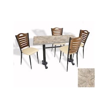 Çipa Döküm Ayak - Papelli Sandalye Mutfak Masa Takımı Werzalit, Wermodin Ve Allzalit Tabla - Scala Marble - Krem - 80x120 Çok Renkli
