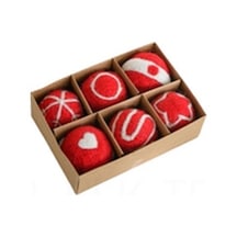 Xindoker Noel Dekorasyon Felt Topu Takımı - 6 Adet, Klasik Noel Desenleriyle Odalarınızı Canlandıran Asılı Felt Dekorasyonlar