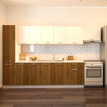 Tdesigno Yaprak Hazır Mutfak Dolabı Kiler Dahil 320 CM Ceviz Ve Beyaz Tezgah Dahil Değil NoColor-de527ed1