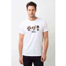 Anime One Piece Smile Baskılı Beyaz Erkek Tshirt