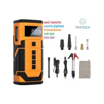 Acil Akü Takviye Marş Motoru Start 8000mah 14.8v 150psi Lastik Şişirme Pompası Powerbank