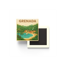 Grenada - Grenada - Paper Cut Art - Baskılı Buzdolap Magneti Kare - 9x9 Cm