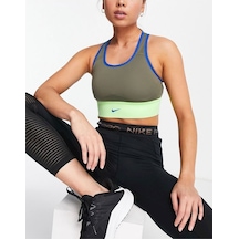 Nike W Nk Df Swsh Lngln Bra Kadın Kahverengi Antrenman Sporcu Sütyeni Cz4496-222 Yeşil