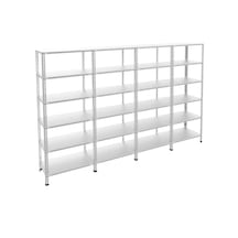 5 Katlı 4'lü Galvaniz Çelik Raf - Depo, Arşiv, Kiler, Dosya, Market Rafı 31x93 Cm-200 Cm-0.70 Mm Gri