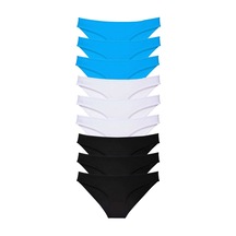 9 Adet Süper Eko Set Likralı Kadın Slip Külot Siyah Beyaz Mavi Altın - Lacivert
