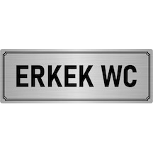 Metal Yönlendirme Levhası, Departman Kapı İsimliği Erkek Wc 7x20 cm Gümüş Renk
