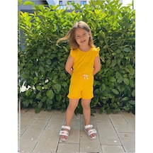 My Kids Wear Fırfırlı Kız Çocuk Şort Takım Sarı