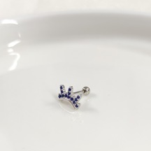 Laci Taşlı Taç Gümüş Tragus Pıercıng - Rodyum Beyaz Beyaz