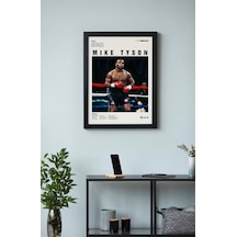 Mike Tyson Ahşap Çerçeveli Poster Tablo Knockout Efsanesi Tasarım