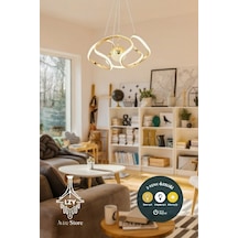Gabriel Model Led Avize Beyaz Işık Salon Mutfak Oda Hol Ledli Avize Gold