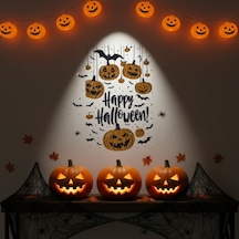 Halloween Temalı Duvar Stickerı - 3 Farklı Model - Cadılar Bayramı Dekoru - 57x24 Cm Sarı