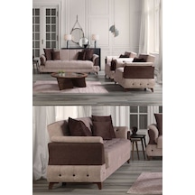 Fulya Çekyatlı Koltuk Takımı 3+3+1+1 Kahve
