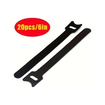 Gateesat Siyah 20 Adet 6 İnç Nylon Cırt Cırt Saklama Seti Dayanıklı Kendinden Yapışkanlı Ofis Malzemeleri