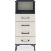 Arges Komodin Tek Raflı 4 Çekmeceli 44x30x106 Antrasit-aytaşı Antrasit