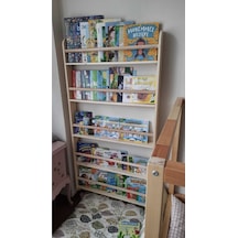 Montessori Kitaplık Geniş Model Yuvarlak Çıtalı 5 Katlı