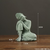 Kangvka Meditasyon Buddha Heykeli - Yeşil Taş Çay Evcil Hayvanı - Masaüstü Akvaryum Dekorasyonu - Zen Ev Dekoru