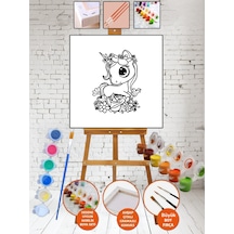Sayılarla Kanvas Mini Unicorn Boyama 25x35 Tuval Fırça Etkinlik Ve Hobi Çocuk Seti