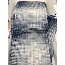 Sesli Comfort Mavi Beyaz Geçişli Skoç Pamuk Örme Battaniye 200x220 Çift Kişilik Battal Diğer