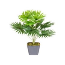 Saksıda Yapay Bitki Fatsia-japon Çınarı Gerçek Dokulu 9 Yaprak Yeşil 48 Cm. Çok Renkli