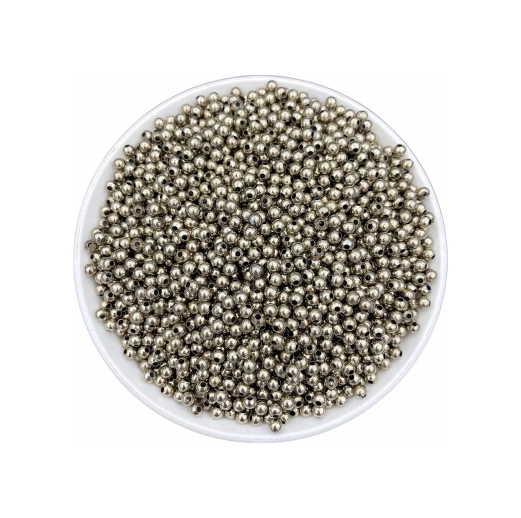 3mm Nikel / Gümüş Renk Metal Demir Top Boncuk,takı Yapım Boncuğu 25gr 250 Adet