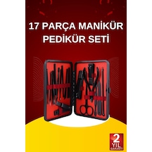 17 Parça El Ayak Bakım Seti Tırnak Temizleme Manikür Pedikür Cımbız Törpü Tırnak Makası