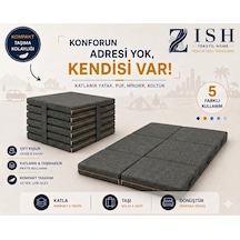 Flexa Gri 7 Cm Katlanır Sünger Yatak Yer Yatağı, Misafir Yatağı Puf, Koltuk, Şilte Ve Minder Kullanımı Taşıma Kulplu Fermuarlı Yıkanabilir Keten Kılıf 24 Dns Orta Sert Sünger Katlanır Yatak